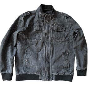 Men’s Military Lightweight Cargo Jacket Faded Black Size Large